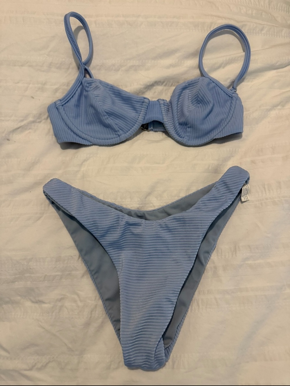 Light Blue Ribbed Underwire Bikini Set